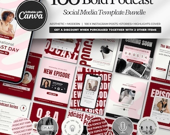 Podcast Instagram Template, Bold Instagram Post Template, Aesthetics Instagram Branding, IG stories template, Mindset Coach Template, Canva