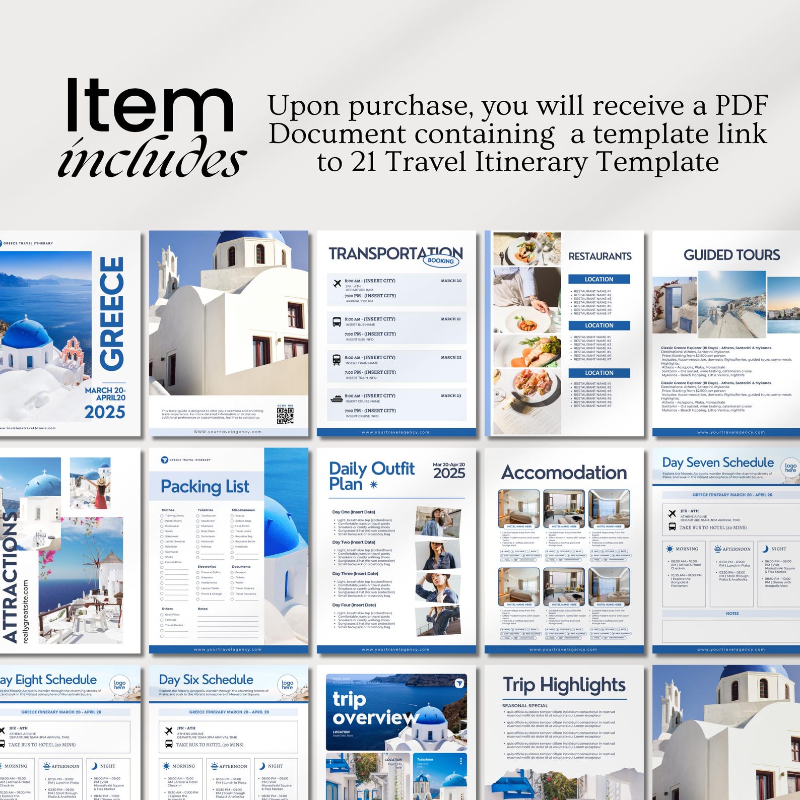 Editable Travel Itinerary Template | Trip Itinerary | Printable Travel ...