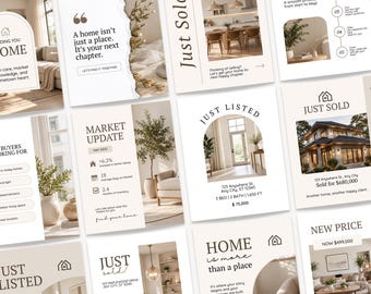 202 Real Estate Instagram Post & Highlight Templates, Realtor Social Media Marketing Templates, Realtor Instagram Templates, Canva Editable