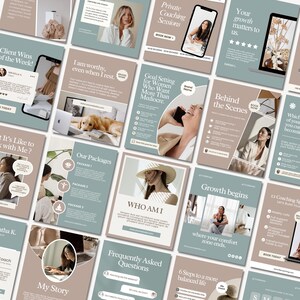 Editable life coach Instagram templates featuring mindset content, coaching posts, story designs, social media branding, and professional Canva layouts for coaches, therapists, and bloggers.