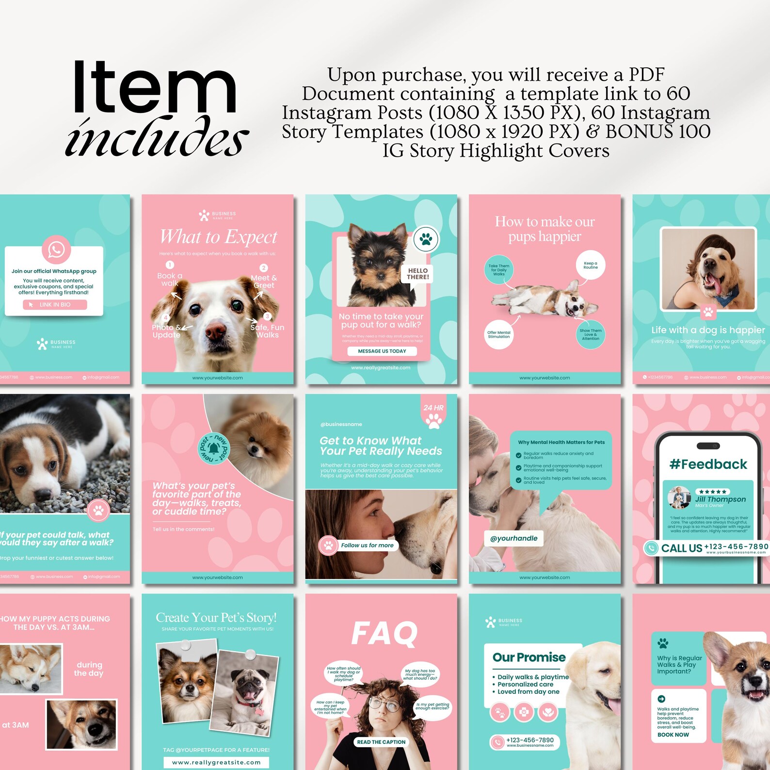 Pets Instagram Post Template | Pet Instagram Story Template | Social ...