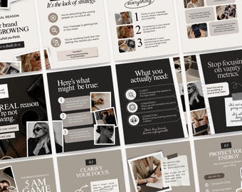20 Carousel Templates - Social Media Manager Templates - Seamless Carousels - Portrait Instagram Posts - Bold Instagram - Beige Social Media