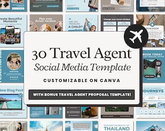 Travel Instagram Bundle Templates, Travel Agent Social Media, Instagram Canva Template, Travel Blogger Content, Travel Agency Marketing Post