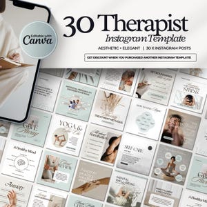 Therapist Instagram Templates, Psychologist Social Media, Mental Health Templates, Counseling, Counselor, Therapist Instagram Posts, Canva