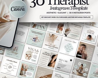 Therapist Instagram Templates, Psychologist Social Media, Mental Health Templates, Counseling, Counselor, Therapist Instagram Posts, Canva