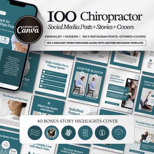 Chiropractic Wellness Social Media Posts Chiropractor Instagram Templates Chiropractic Clinic Templates Chiropractic Wellness Branding Canva