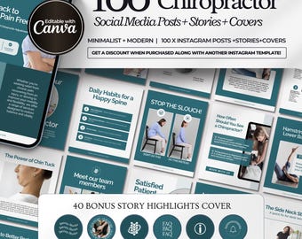 Chiropractic Wellness Social Media Posts Chiropractor Instagram Templates Chiropractic Clinic Templates Chiropractic Wellness Branding Canva