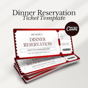 Dinner Reservation Ticket, Dinner Date Gift Voucher, Dinner Reservation Ticket, Dinner Date Coupon, Dinner Gift Card, Printable Date Ticket
