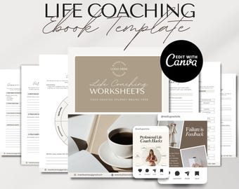 Life Coaching Worksheet, eBook Template Canva, Workbook Template, Canva Template Bundle, Life Coach Canva Templates, Canva Pro, Canva Free