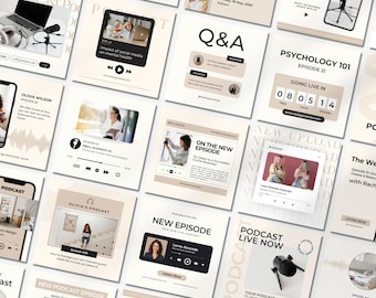 Post per podcast - Storie Instagram Modelli Canva - Modello per post per podcast - Modelli Instagram Canva modificabili