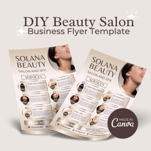 Diy Beauty Salon Flyer Canva Template, Hair Nail Makeup Salon Flyer, Esthetician Beautician Flyer design, Instant Download, Canva Template
