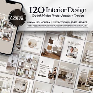 Interior Design IG Post Templates | Interior Design Instagram Post Template | Minimalist Canva IG Templates | Real Estate Social Media Posts