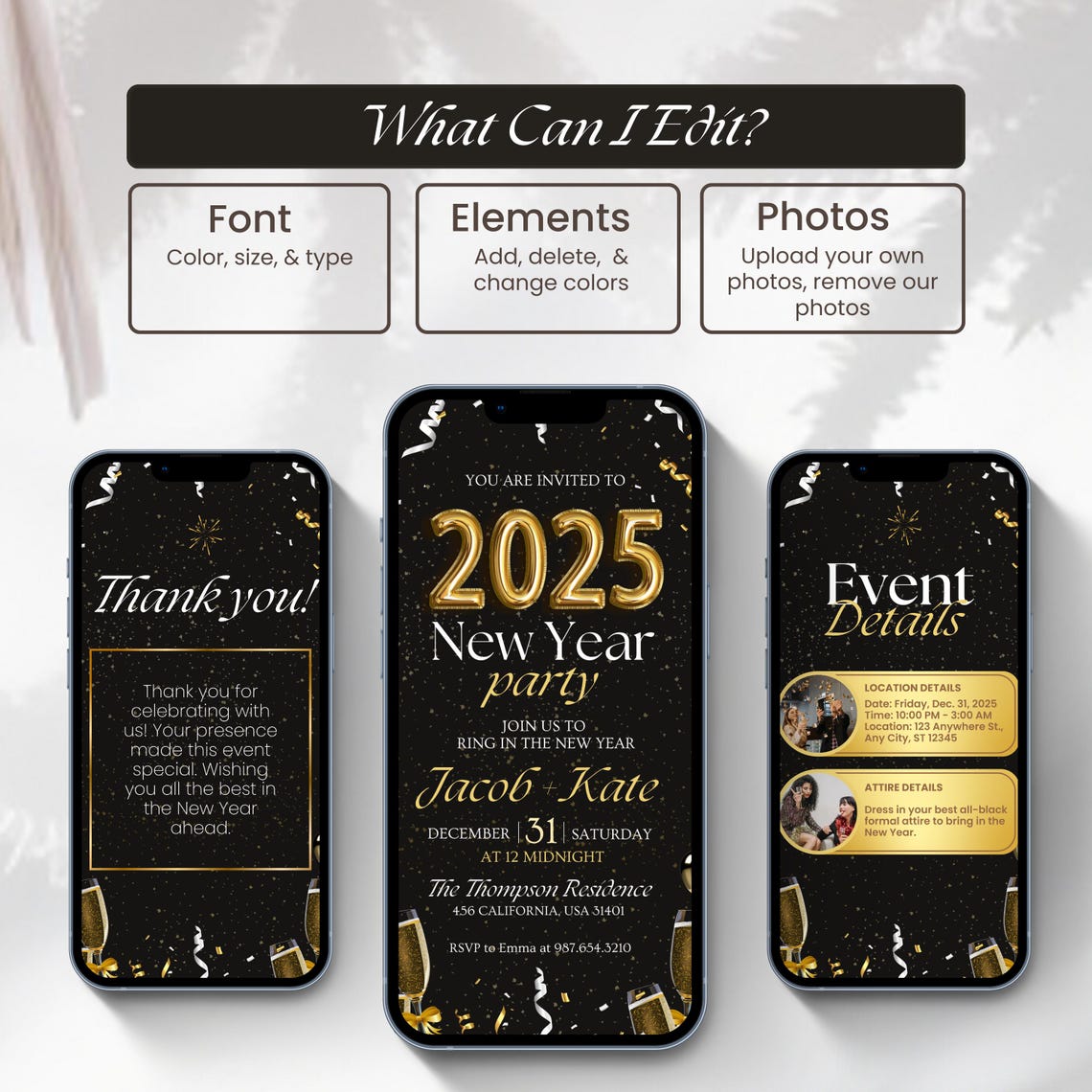 Editable New Year Eve Party Invitation Template, Annual Holiday Party ...