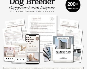 Dog Breeder Contract Agreement Template, Puppy Sale & Adoption Forms, Dog Whelping Charts/Records, Puppy Bill of Sale, Deposit Receipt CANVA