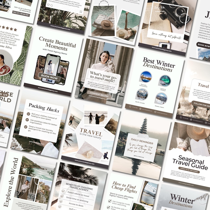 Travel Social Media Template Bundle, Instagram Canva Template, Travel ...