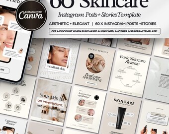 Skincare Social Media Templates, Skincare Instagram Posts, Esthetician Instagram Template, Skincare Bundle, Skincare Coaching, Skincare Post
