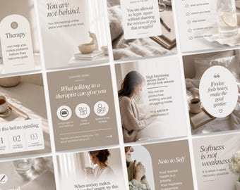 202 Psychologist Instagram Templates, Mental Health Social Media, Counseling, Counselor, Therapist Instagram Posts, (Canva Digital Download)