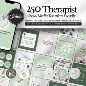 Therapist Instagram Templates, Psychologist Social Media, Mental Health Templates, Counseling, Counselor, Therapist Instagram Posts, Canva.