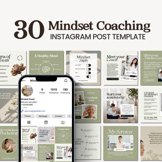 Mindset Coach Instagram Templates | Life Coach Templates | Mindset Coach Social media posts | Holistic Coach Posts | Coaching Templates