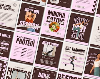 Fitness Coach Bundle Instagram Template Fitness Coach Instagram Template Personal Trainer Minimalist Post Gym Templates Luxury Fitness Canva