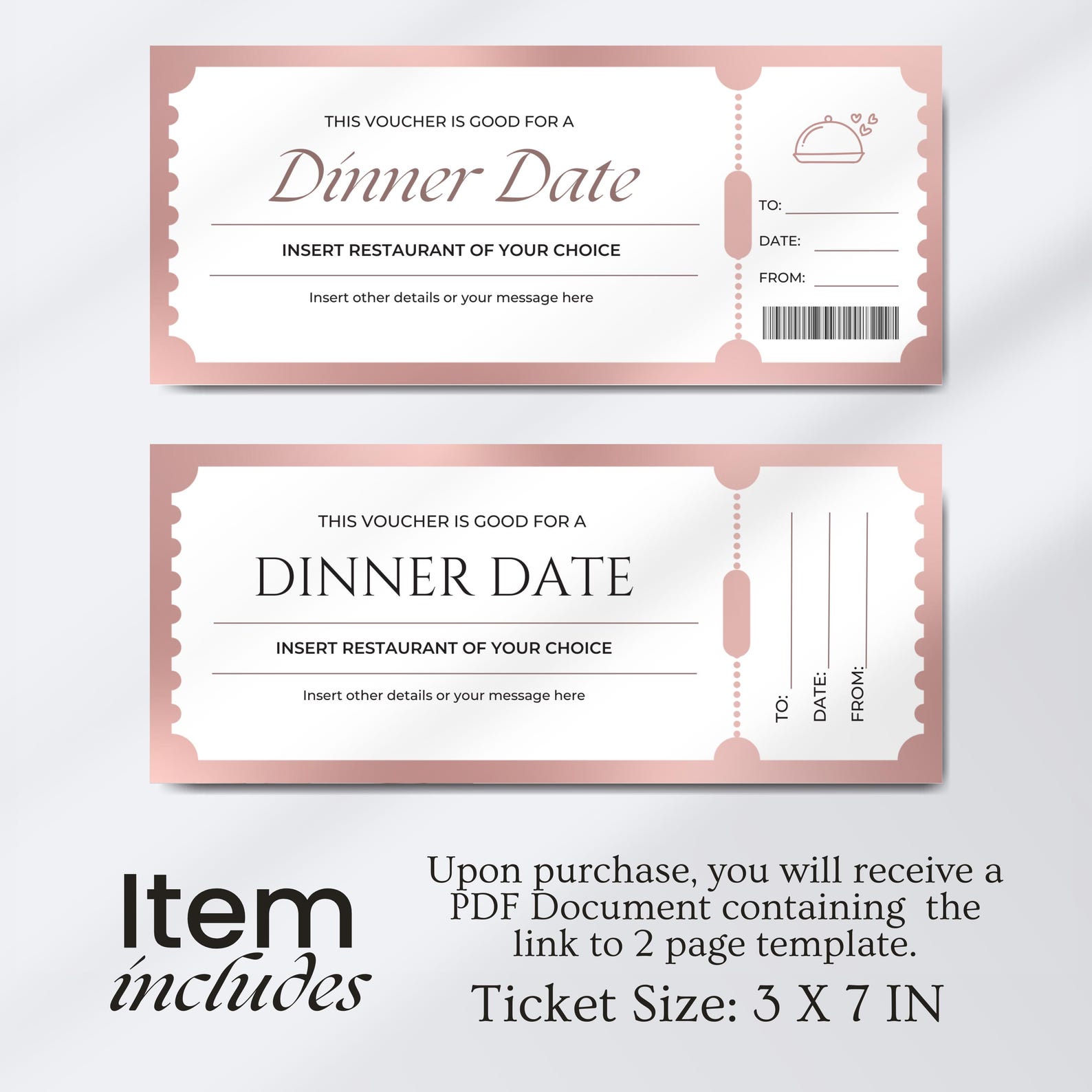 Dinner Date Coupon Voucher - INSTANT DOWNLOAD - EDITABLE Text - Date ...