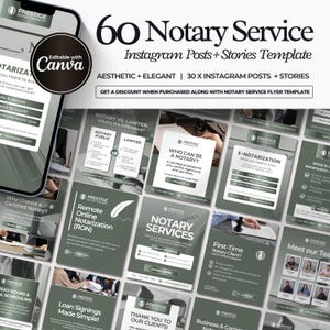 Notary Instagram Templates, Instagram Marketing Business Flyer, Notary Social Media Marketing Templates, Loan Signing Agent, CANVA Template