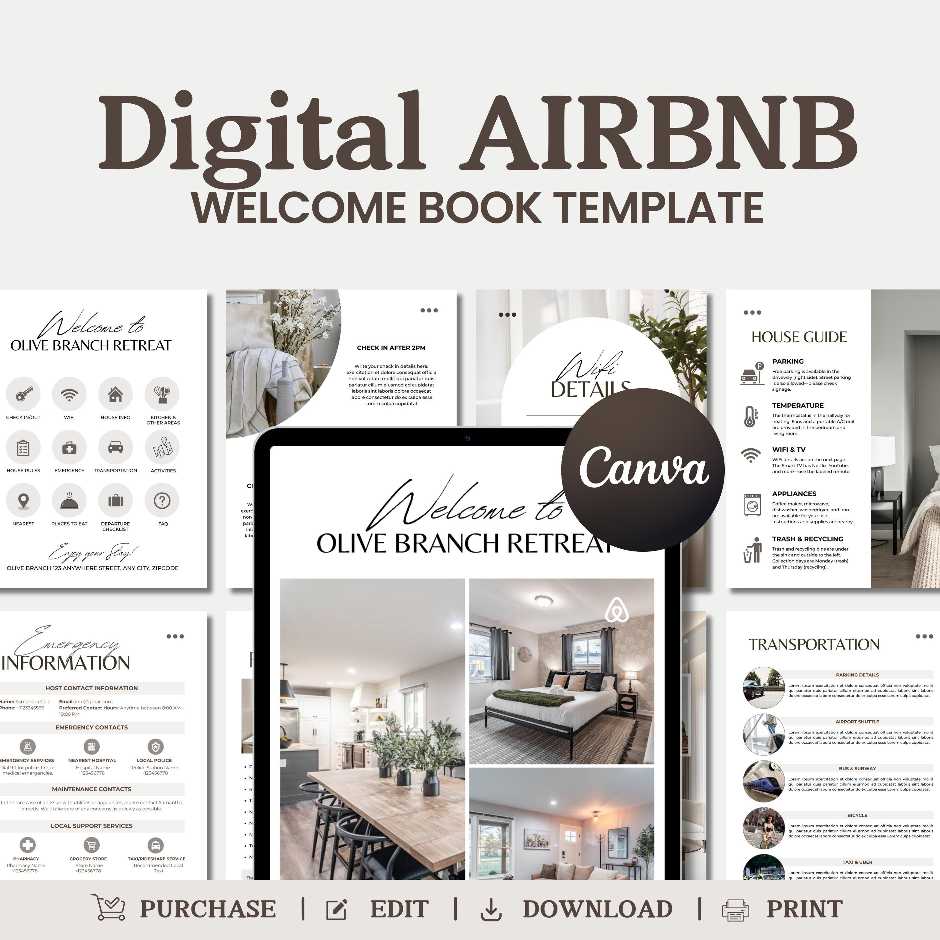 Editable Airbnb Book Template, Vacation Rental Book