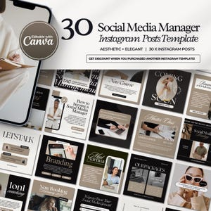 Social Media Manager Aesthetic Instagram Templates, Social Media Manager Templates, Social Media Strategy Template, SMM Instagram Canva, SMM