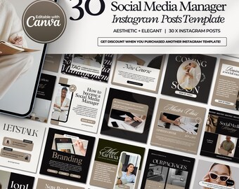 Social Media Manager Aesthetic Instagram Templates, Social Media Manager Templates, Social Media Strategy Template, SMM Instagram Canva, SMM
