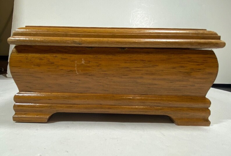 Vintage Jewelry box wood tapestry fabric valet