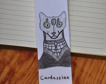 Hand Drawn Cat Cardassian Star Trek Bookmark