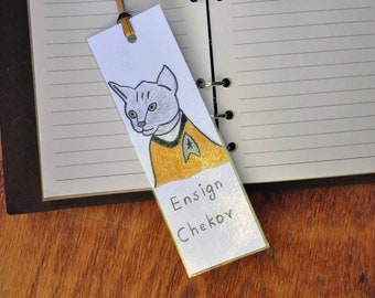 Cat Ensign Chekov Star Trek Hand Drawn Bookmark