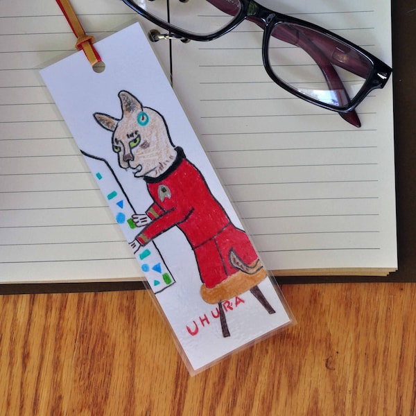 Star Trek Cat Uhura Hand Drawn Bookmark