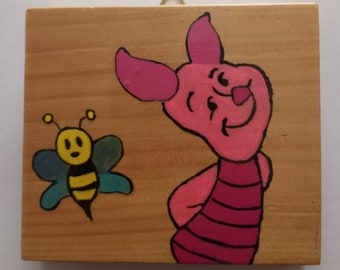 Hand Painted Piglet from "Winnie the Pooh" Hanging Minatare Wall Art