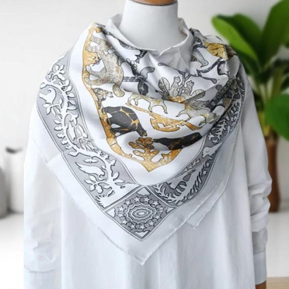 Sciarpa Scialle Quadrato Sciarpa Di Seta Bianca: Scialle Bandana