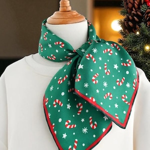 Mulberry Silk Christmas Scarf: Red & Green Twill Shawl