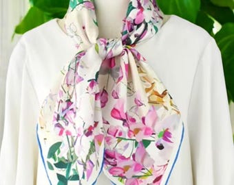 Natural silk scarf, Square Scarf, Shawl for Women, Head Scarves, Silk Bandana, Spring Summer Shawl, Valentine Gift, Easter Scarf