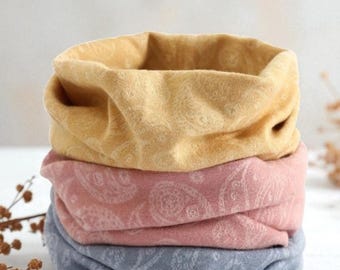 Cotton Paisley Snood: Unisex Lightweight Tube Scarf Neck Warmer