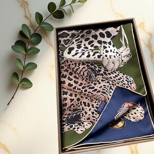 Tiger Print Scarf, Square Silk scarf, For Women, Animal Print, Soft Touch Scarves, Trend Scarf, Hooded Scarf, Neck Scarf,  Silk Shawl