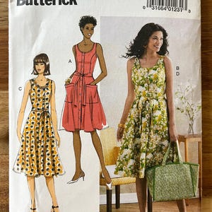 Butterick B6674 - Misses&#39; Dress, Sash, and Bag - Sizes 6-8-10-12-14 - Paper Pattern- Uncut