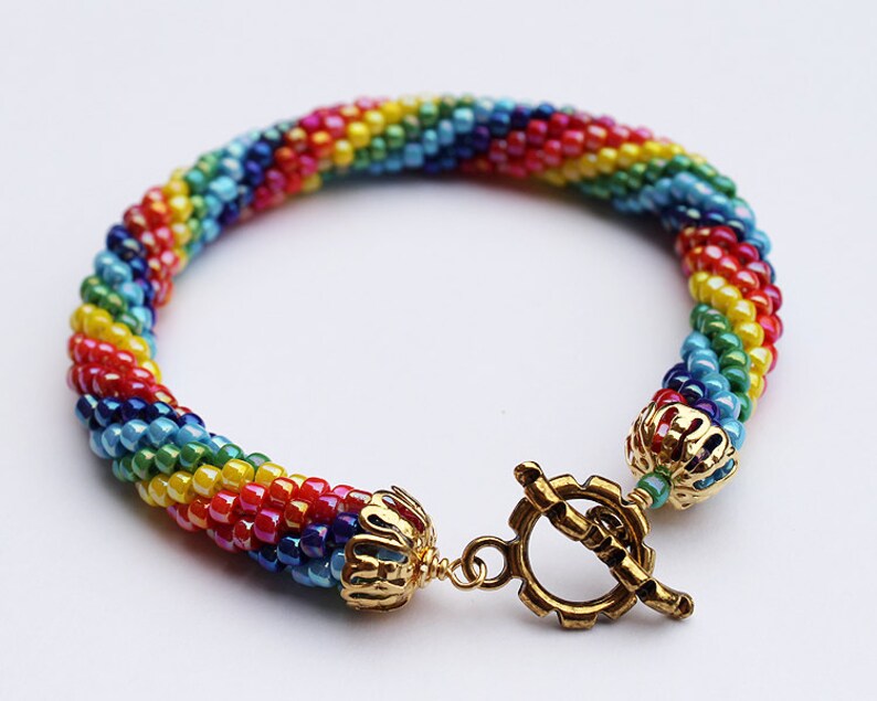 Rainbow Beaded Bracelet | Etsy