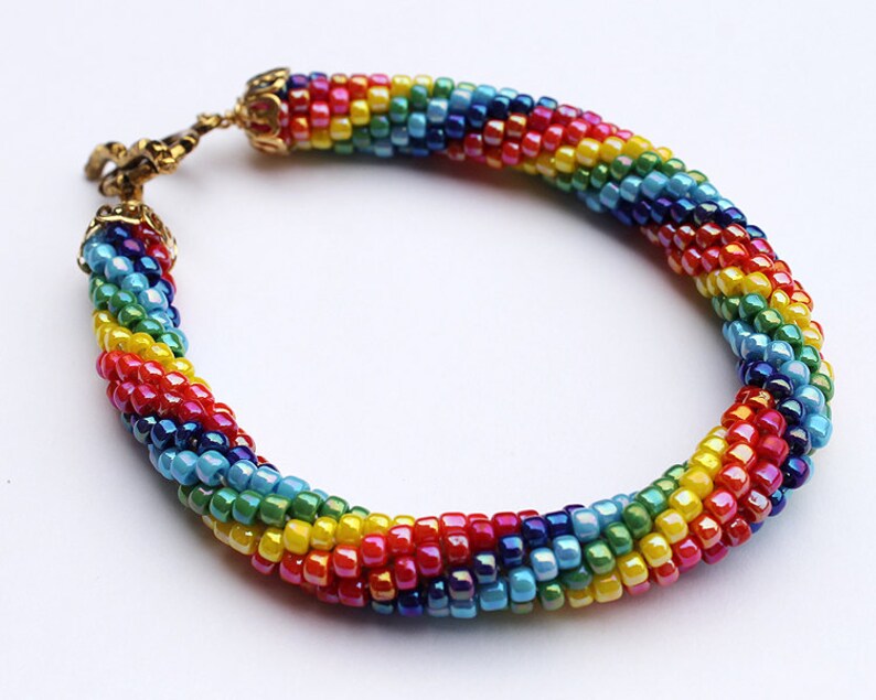 Rainbow Beaded Bracelet Etsy