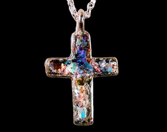 Bluenoemi Sterling Silve cross Necklace Roman Glass crosses necklace sterling croce in vetro kruis
