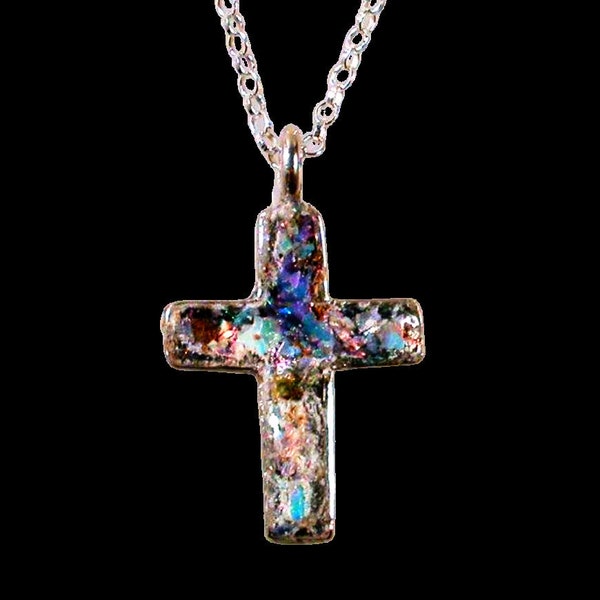 Bluenoemi Sterling Silve cross Necklace Roman Glass crosses necklace sterling croce in vetro kruis