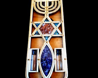 Bluenoemi Messianic Symbol Home Decor Spiritual, Menorah Star of David Fish Gifts, Home Blessing Christian Plaque