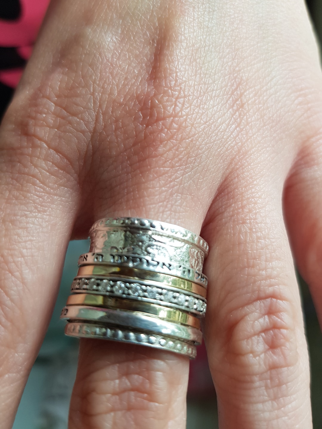 Stackable Rings, Fidget Ring, Hebrew Blessing Rings. Prayer & Poesie ...