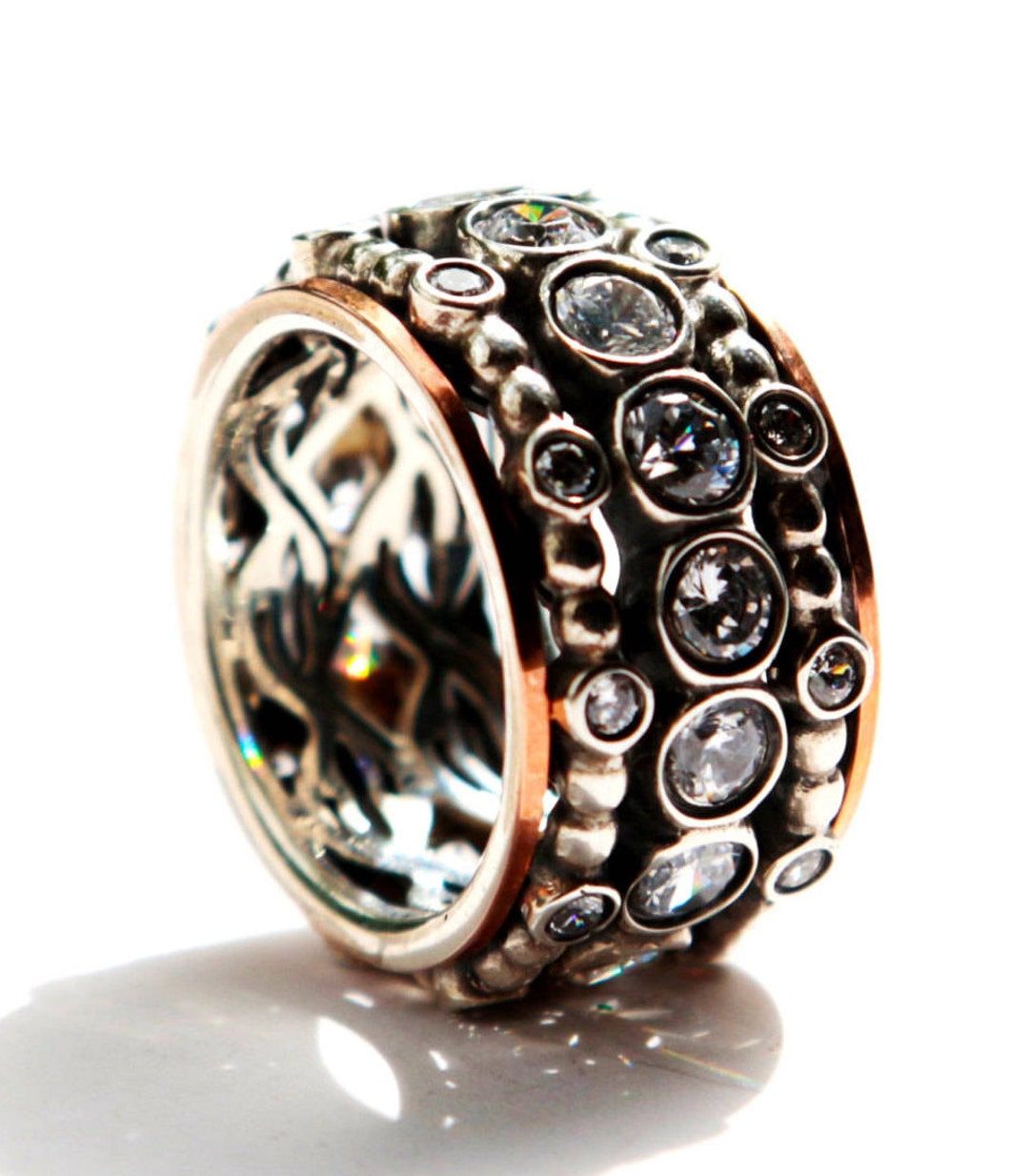 Israeli Jewelry Fidget Ring, Spinner Rings for Women, Sterling Silver Spinner Rings for Women