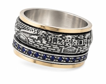 Jerusalem Ring Spinner Ring für Frauen / Ring Silber-Gold 9kt / Meditationsring