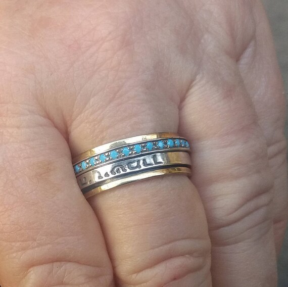 Priestly Blessing Ring spinning rings, prayer or poesie silver gold opals / zircons / garnets spinner ring