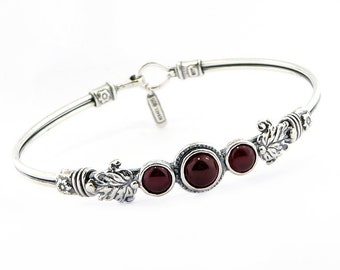 Accent Bracelet  Sterling Silver Delicate Bracelets Garnets Onyx Bluenoemi Jewelry